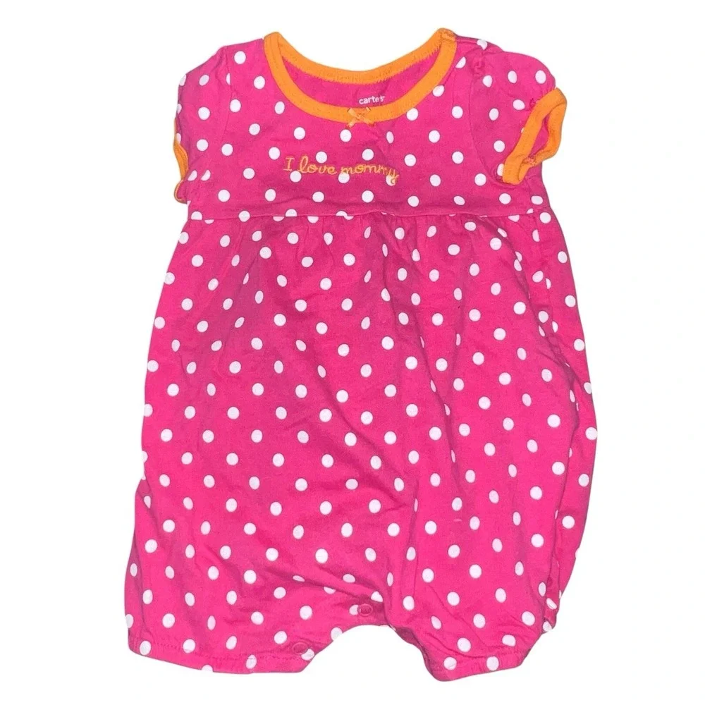 Carters Bundle Of 3 Girls Baby Outfits Sets Rompers 6M Floral Polka Dots‎ Whale
